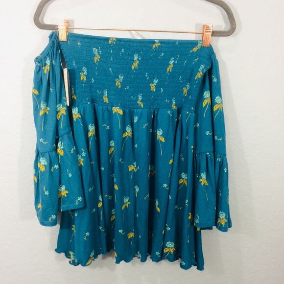 Free People Mermaid Tunic Combo blue floral Size XS NWT - Picture 6 of 9